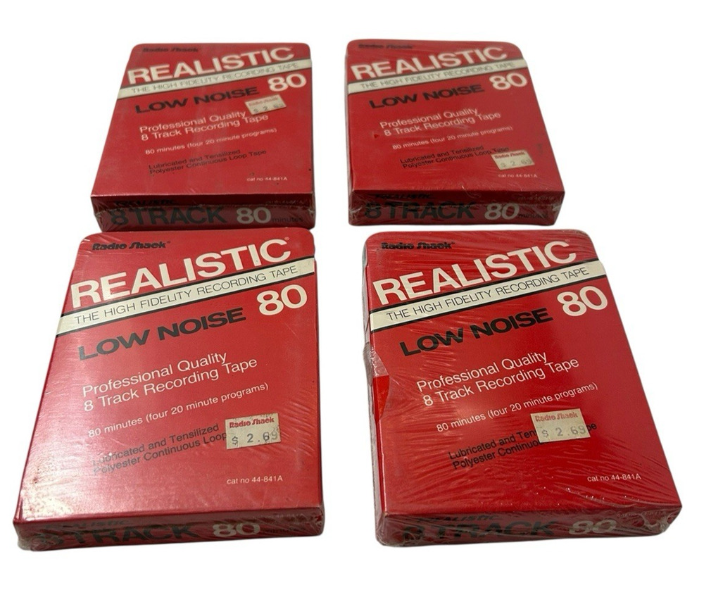 Radio Shack REALISTIC Low Noise 80 8 Track Recording Tapes Lot of (4) Sealed
